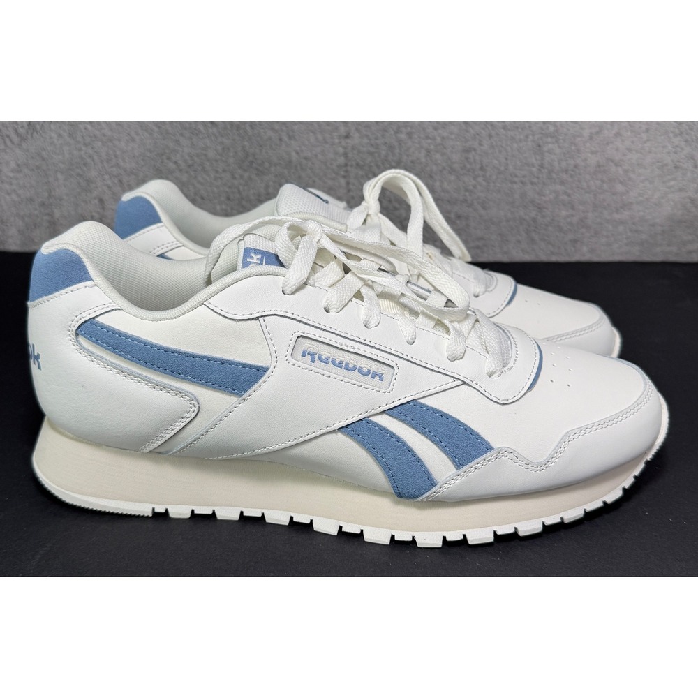 Reebok Glide Running Shoes Unisex‎ 10.5 White Blue Leather Suede 100074457